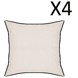 Pegane Lot de 4 coussin décoratif déhoussable en lin et coton coloris beige - Longueur 45 x Profondeur 12 x Hauteur 45 cm