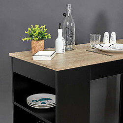 Avis Toilinux Table de bar mange debout Cheers avec 4 niches de rangement en MDF - Noir et Marron