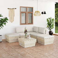 Maison Chic Salon de jardin palette 6 pcs avec coussins - Table et chaises d'extérieur - Mobilier/Meubles de jardin Moderne épicéa imprégné -MN12760