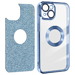 Avizar Coque pour iPhone 14 Paillette Amovible Silicone Gel Série Protecam Spark Bleu