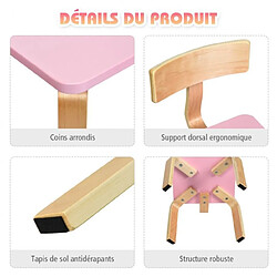 Helloshop26 Ensemble table et chaise pour enfant inclus 1 table et 2 chaises bonne protection en bois courbé rose 20_0008529