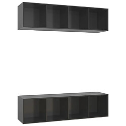 vidaXL Meubles TV muraux 2 pcs Gris brillant Bois d'ingénierie