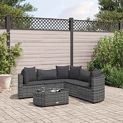 vidaXL Salon de jardin 6 pcs avec coussins gris résine tressée