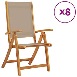 vidaXL Chaises pliables de jardin lot de 8 bois d'acacia et textilène