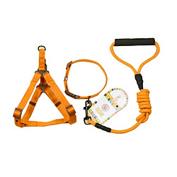 Wewoo Pour chien + Harnais + Orange Laisse Trois ensembles, M, Tour de poitrine: 43-67cm, Col Taille du col: 33-52cm, Poids de l'animal: 15kg Dessous Collier