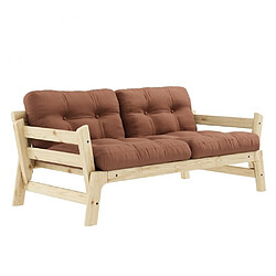 Inside 75 Banquette convertible futon STEP pin massif coloris brun argile couchage 70x200 cm.