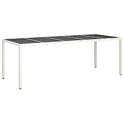 Maison Chic Table de jardin | Table d'extérieur blanc 250x100x75 cm résine tressée verre trempé -GKD69702