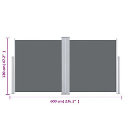 vidaXL Auvent latéral rétractable Anthracite 117x600 cm pas cher