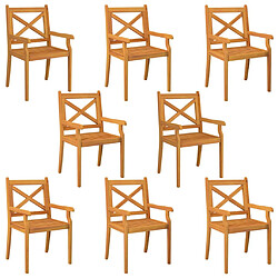 vidaXL Chaises à manger d'extérieur lot de 8 Bois d'acacia massif