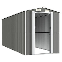 Helloshop26 Abri de jardin cabane cabanon maison de stockage remise extérieur hangar outils robuste clair 192 x 523 x 223 cm acier galvanisé gris 02_0022259