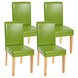 Mendler Lot de 4 chaises de séjour Littau ~ simili-cuir, vert, pieds clairs