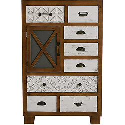 Versa Buffet 8 tiroirs bois et blanc motifs moulures Selma