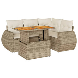 vidaXL Salon de jardin avec coussins 5 pcs beige résine tressée