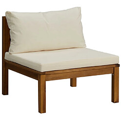 Acheter Maison Chic Salon de jardin 5 pcs - Table et chaises d'extérieur - Mobilier/Meubles de jardin Moderne avec coussin crème Bois d'acacia solide -MN53904