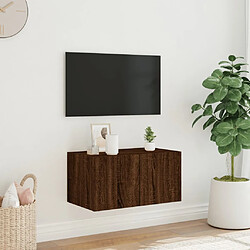 Avis vidaXL Meuble TV mural avec lumières LED chêne marron 60x35x31 cm