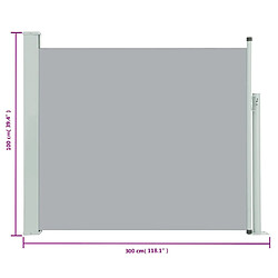 vidaXL Auvent latéral rétractable de patio 100x300 cm Gris pas cher