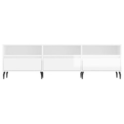 Maison Chic Meuble TV scandinave - Banc TV pour salon blanc brillant 150x30x44,5 cm bois d'ingénierie -MN39357 pas cher