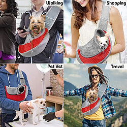 Universal Sac transversal de poitrine portable pour chat et chien de compagnie (rouge et gris L) pas cher