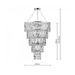 Luminaire Center Chandelier Escala Cristal,chrome poli 6 ampoules 80cm