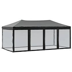 vidaXL Tente de réception pliable avec parois Noir 3x6 m