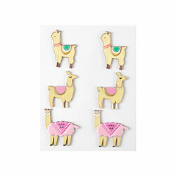 Paris Prix Lot de 6 Stickers en Bois Lama 5cm Multicolore