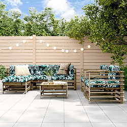 vidaXL Salon de jardin 7 pcs avec coussins bois de pin imprégné