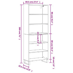 vidaXL Buffet noir 69,5x32,5x180 cm bois d'ingénierie pas cher