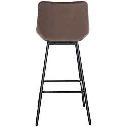 Acheter Decoshop26 Tabouret de bar x1 avec repose-pieds revêtement en velours marron piètement à quatre pieds en métal noir 10_0005464