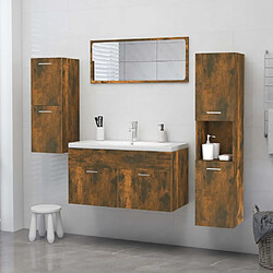 Avis Maison Chic Armoire de bain,Meuble de rangement de salle de bain,Meuble haut Chêne fumé 30x30x130 cm Bois d'ingénierie -GKD452343