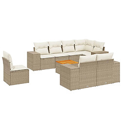 vidaXL Salon de jardin avec coussins 9 pcs beige résine tressée