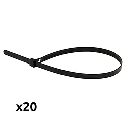 Lot de 20 colliers de câblage réutilisables 7,6x 250mm noirs - Zenitech