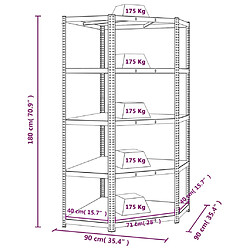 vidaXL Étagère d'angle à 5 niveaux Bleu Acier et bois d'ingénierie pas cher