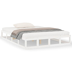 Maison Chic Lit adulte - Lit simple Cadre de lit,Structure du lit Contemporain Blanc 150x200 cm Très grand Bois massif -MN91975