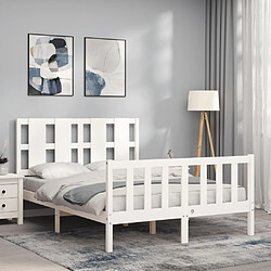 Avis Maison Chic Cadre/structure de lit avec tête de lit pour adulte - Lit Moderne Chambre blanc 140x200 cm bois massif -MN73641