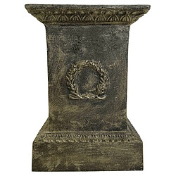 L'Héritier Du Temps Socle Colonne Pilier Pour Vasque Jardinière Décoration Extérieure Intérieure de Château en Fonte Patinée Verte 44x44x63cm