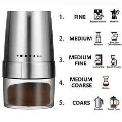 Avis Universal Moulin à café électrique USB rechargeable Cafetière Outils de café Portable Home Bureau Moulin à haricots pour l'extérieur(Argent)