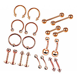 Acheter 20piece nez lèvre langue sourcils tragus nombril anneau Piercings 1.2x6 + 3mm