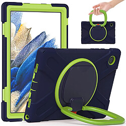 Coque en silicone avec béquille rotative à 360° Bleu marine/citron vert pour Samsung Galaxy Tab A8 10.5 (2021)