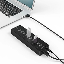 Wewoo Hub USB 2.0 noir 10 ports USB 2.0 avec indicateur de puissance LED et 1 m de câble USB pas cher