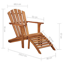 vidaXL Chaise de jardin Adirondack et repose-pied Bois d'acacia massif pas cher