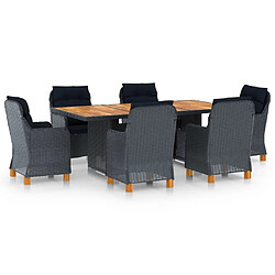 Maison Chic Mobilier à dîner 7 pcs et coussins- Ensemble table et chaises d'extérieur - Salon/Mobilier de jardin classique Résine tressée Gris foncé -MN15992