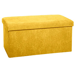 Pouf pliable coloris Ocre en velours - L. 76 x l. 38 x H. 38 cm -PEGANE-