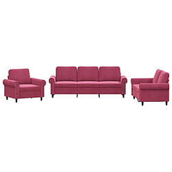 vidaXL Ensemble de canapés 3 pcs avec coussins Rouge bordeaux Velours