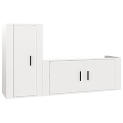 Maison Chic Ensemble de meubles TV 2 pcs pour salon - blanc brillant bois d'ingénierie -MN12900