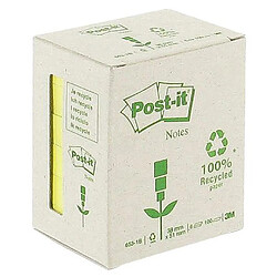 Notes repositionnables jaunes recyclées Post-It 38 x 51 mm - en tour distributrice - bloc de 100 feuilles - Lot de 6