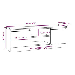 vidaXL Meuble TV avec porte Chêne fumé 102x30x36 cm pas cher