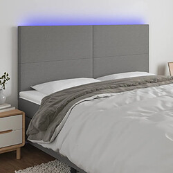 Maison Chic Tête de lit scandinave à LED,meuble de chambre Gris foncé 200x5x118/128 cm Tissu -MN44000