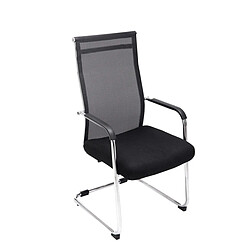 Decoshop26 Chaise pour visiteur fauteuil de bureau avec accoudoirs noir pieds chromé BUR10144