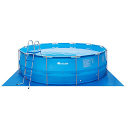 Tectake Piscine tubulaire ronde MERINA + bache, échelle et autres accessoires