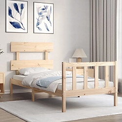 Avis Maison Chic Cadre/structure de lit avec tête de lit pour adulte - Lit Moderne Chambre 90x200 cm bois massif -MN31900